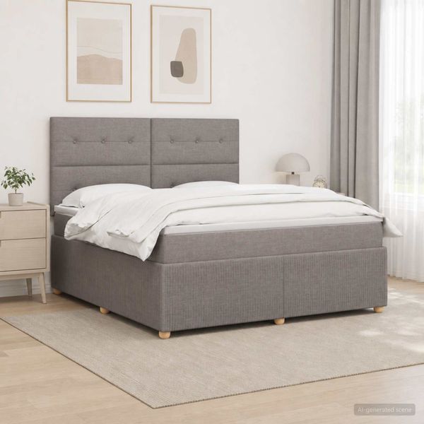 vidaXL LED boxspring posteľ s matracom Sivohnedá 180 x 200 cm Látka