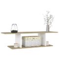 vidaXL Nástenná TV skrinka dub sonoma a biela 103x30x26,5 cm