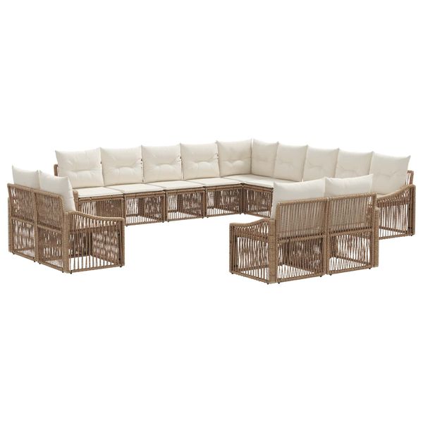 vidaXL Súprava záhradných pohoviek 13 pcs Béžová polyratan