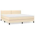 vidaXL Posteľný rám boxspring s matracom krémový 160x200 cm látka