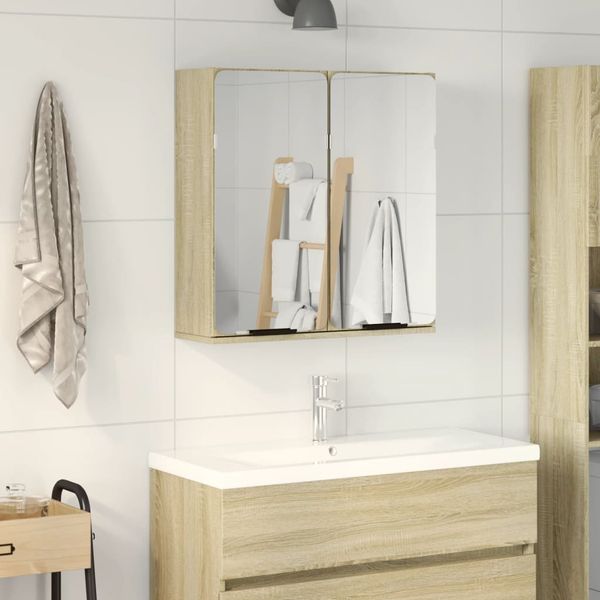 vidaXL Zrkadlová skrinka dub sonoma 64,5x20x66,5 cm, kompozitné drevo