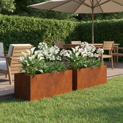 vidaXL Záhradný kvetináč 2 ks Hrdzavý 40 x 20 x 20 cm