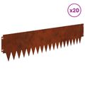 vidaXL Obrubník trávnika 20 ks 103 x 25 cm Oceľ Hrdzavý