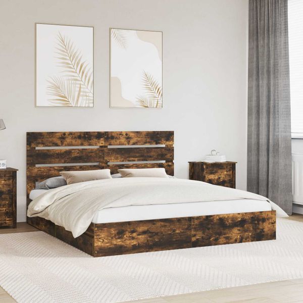 vidaXL Úložná posteľ Dymová dub 180 x 200 cm Kompozitné drevo