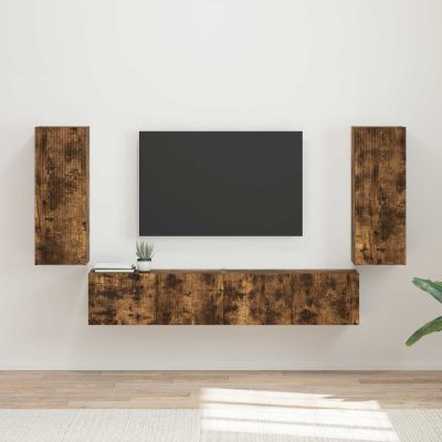 vidaXL Sada nástenného kabinetu na TV Nástenný 4 pcs Dymová dub