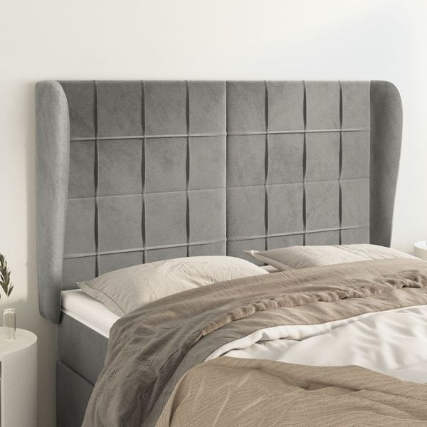 vidaXL Čelo postele so záhybmi bledosivé 147x23x118/128 cm zamat