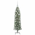 vidaXL Umelý chudý vianočný strom Zelená a biela 120 cm