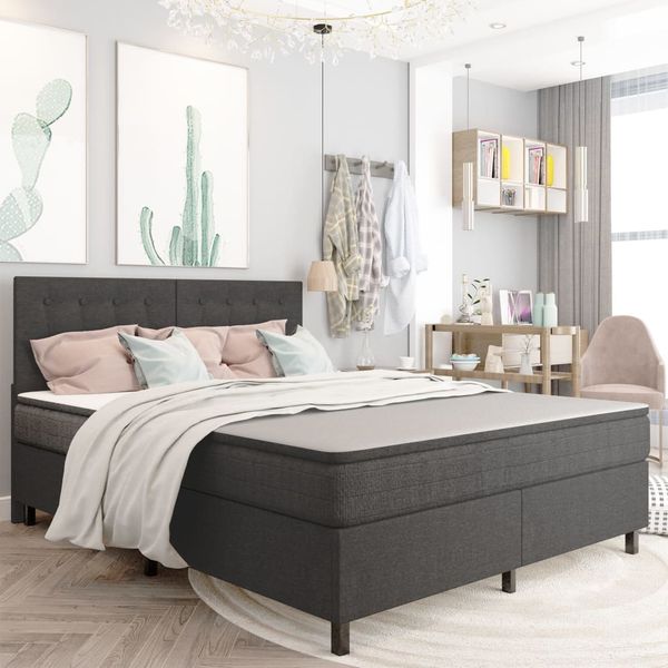 vidaXL Posteľ boxspring tmavošedá látková 160x200 cm