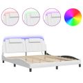 vidaXL Rám postele Viana s LED bez matraca biely 180x200 cm