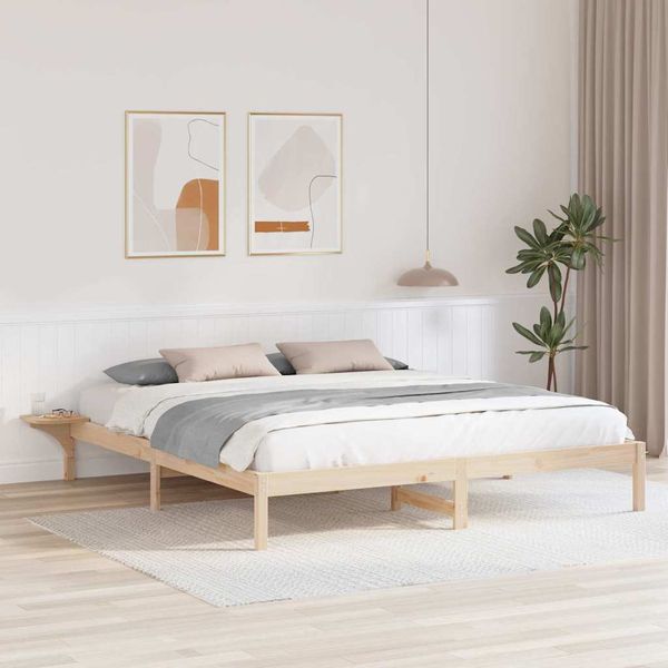 vidaXL Rám postele Prírodná 200 x 200 cm Masívne borovicové drevo
