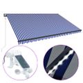 vidaXL Markíza so senzorom vetra a LED 500x300 cm modrá a biela
