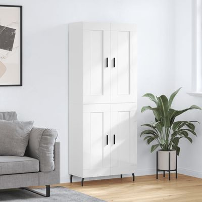 vidaXL Vysoká skrinka lesklá biela 69,5x34x180 cm spracované drevo