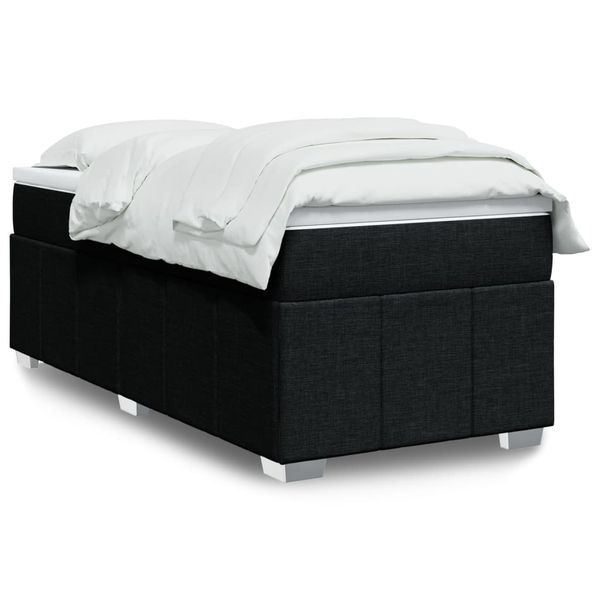 vidaXL Posteľný rám boxspring s matracom čierny 90x190 cm látka