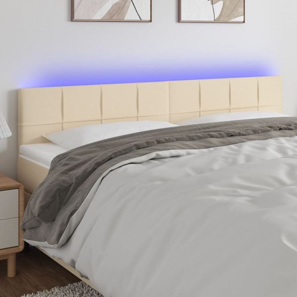 vidaXL Čelo postele s LED krémové 160x5x78/88 cm látka