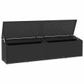 vidaXL Záhradný úložný box čierny 220x50x58 cm polyratan