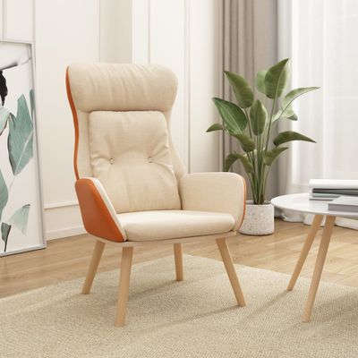vidaXL Relaxačné kreslo krémové látka a PVC