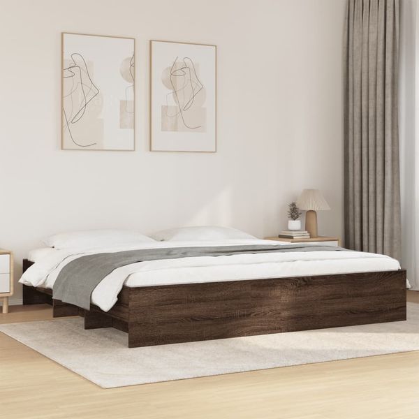 VidaXL Rám postele bez matraca Dub hnedý 200x200 cm Konštrukcia dreva