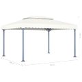 vidaXL Altánok s LED reťazou 400x300 cm, krémový, hliník