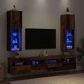 vidaXL TV skrinky s LED svetlami 2 ks staré drevo 30,5x30x102 cm