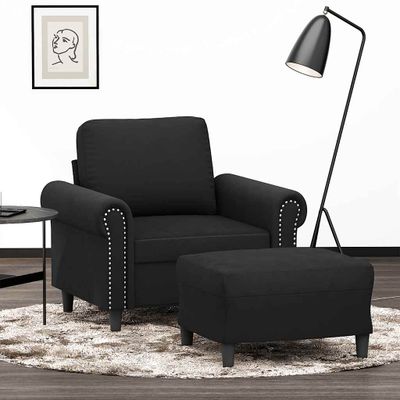 vidaXL Kreslo s podnožkou čierne 60 cm zamat