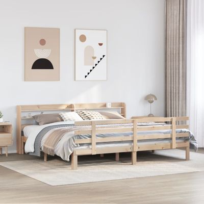 vidaXL Posteľný rám s čelom 200x200 cm masívna borovica