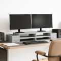 vidaXL Stojan na monitor s policou sivý sonoma 100x27x15 cm komp.drevo