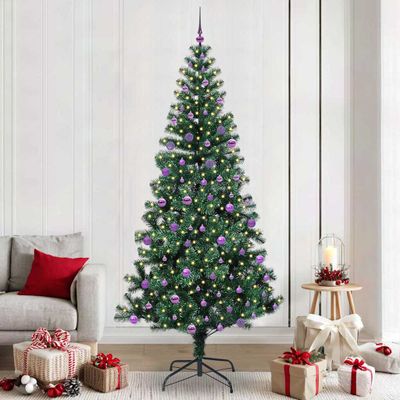 vidaXL Umelý predsvietený vianočný stromček Zelená 240 cm PVC a kov