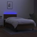 vidaXL Posteľ boxsping s matracom a LED tmavohnedá 80x200 cm látka