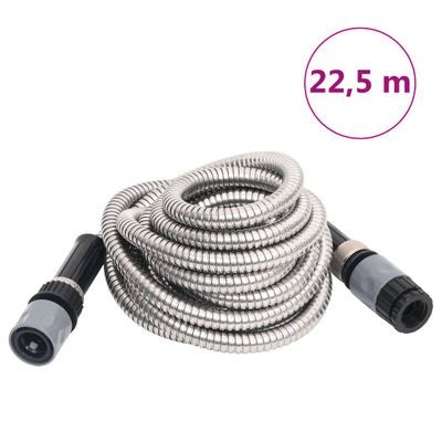 vidaXL Záhradná hadica s tryskou, strieborná 0,6" 22,5 m, oceľ
