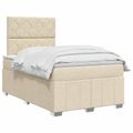 vidaXL LED boxspring posteľ s matracom Krémová 120 x 190 cm Látka