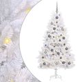 vidaXL Umelý Sklápací Vianočný Stromček LED Biela 90 x 90 x 180 cm
