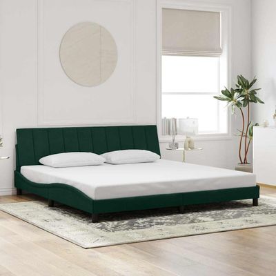 vidaXL Rám postele bez matraca Hanko tmavozelený 200x200 cm zamat