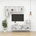 vidaXL Nástenná TV skrinka lesklá biela 37x37x142,5cm kompozitné drevo
