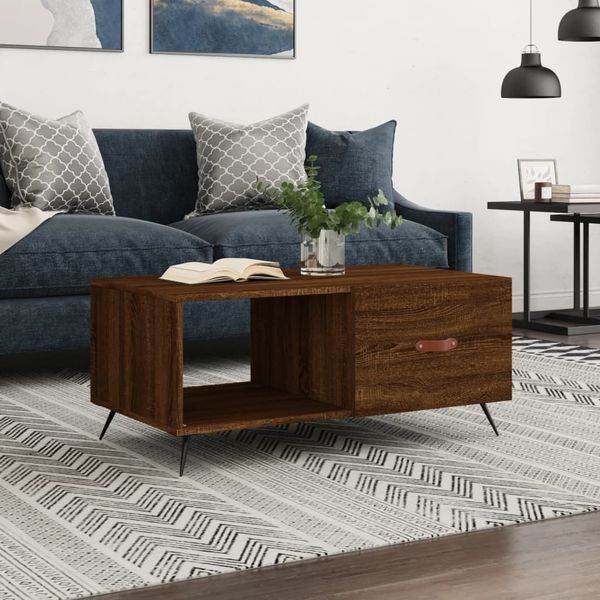 vidaXL Konferenčný stolík hnedý dub 90x50x40 cm kompozitné drevo