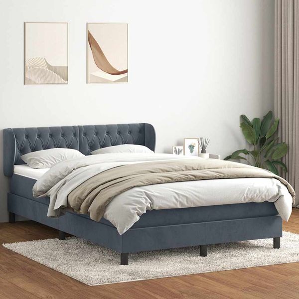 vidaXL Box Spring Posteľ s matracom Tmavosivá 160x220 cm Zamat