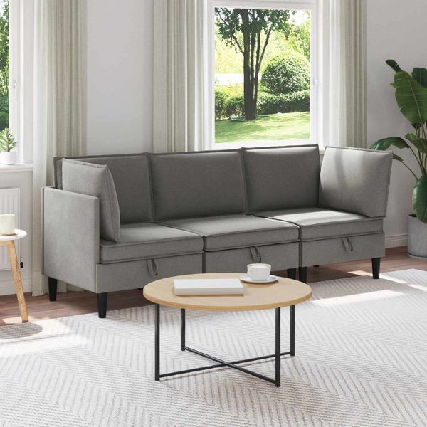 vidaXL Súprava nábytku do obývačky 3 pcs Tmavosivá Látka