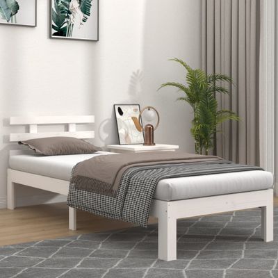 vidaXL Posteľný rám, biely drevený masív 75x190cm malé jednolôžko