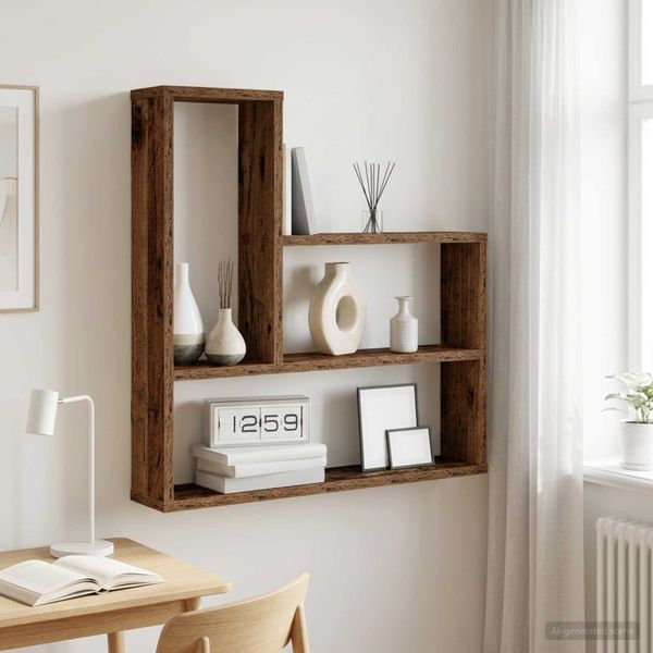 vidaXL Stenná polica Staré drevo 60 x 11 x 60 cm Kompozitné drevo
