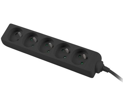 Predlžovací prívod 230V 2m 5 zásuviek, čierny
