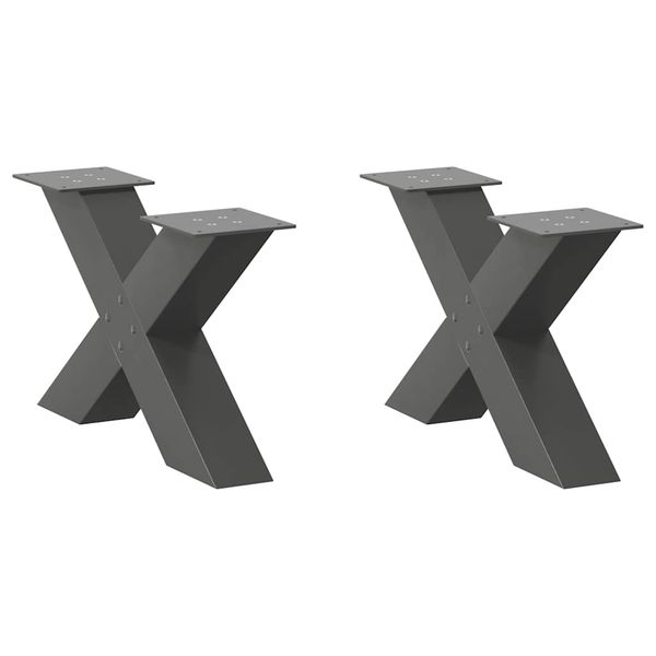 vidaXL Nohy konferenčného stolíka v tvare X, 2 ks, antracitové, 50 x (30-31) cm, oceľ