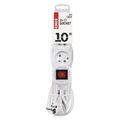 Predlžovací kábel EMOS P1310 / 10 m / 3 zásuvky / s vypínačom / biely / PVC / 1 mm2