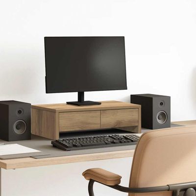 vidaXL Stojan na monitor a zásuvky dub artisian 50x27x15cm komp. drevo