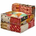 vidaXL 3-miestna modulárna taburetka, patchwork, látka