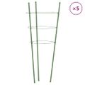 vidaXL Podpery pre záhradné rastliny s 3 krúžkami 5ks zelené 60cm oceľ