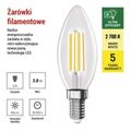 LED žiarovka Filament sviečka A CLASS / E14 / 3,8 W (60 W) / 806 lm / teplá biela