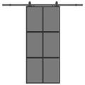 vidaXL Posuvné dvere s kovaním čierne 90x205 cm tvrdené sklo
