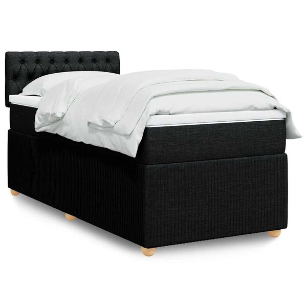 vidaXL Posteľný rám boxspring s matracom čierny 90x200 cm látka