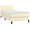 vidaXL Boxspring posteľ s matracom a LED krémová 100x200 cm umelá koža