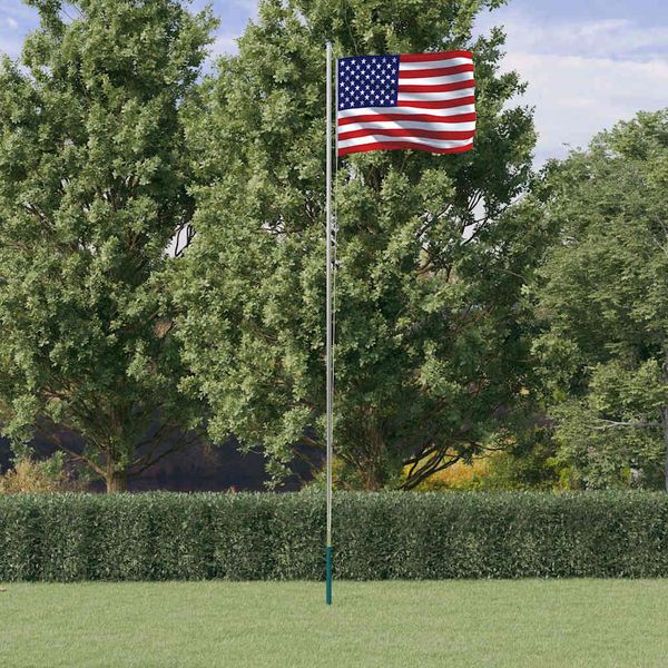 vidaXL Vlajka USA a tyč 6,08 m hliník