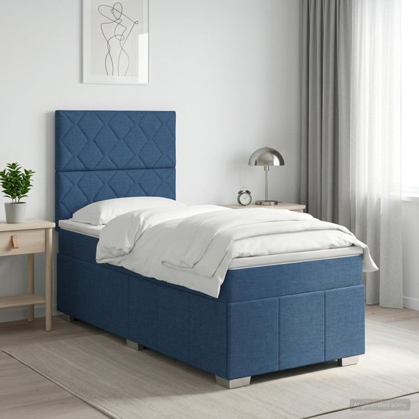vidaXL Posteľ boxspring s matracom Modrá 100 x 200 cm Látka